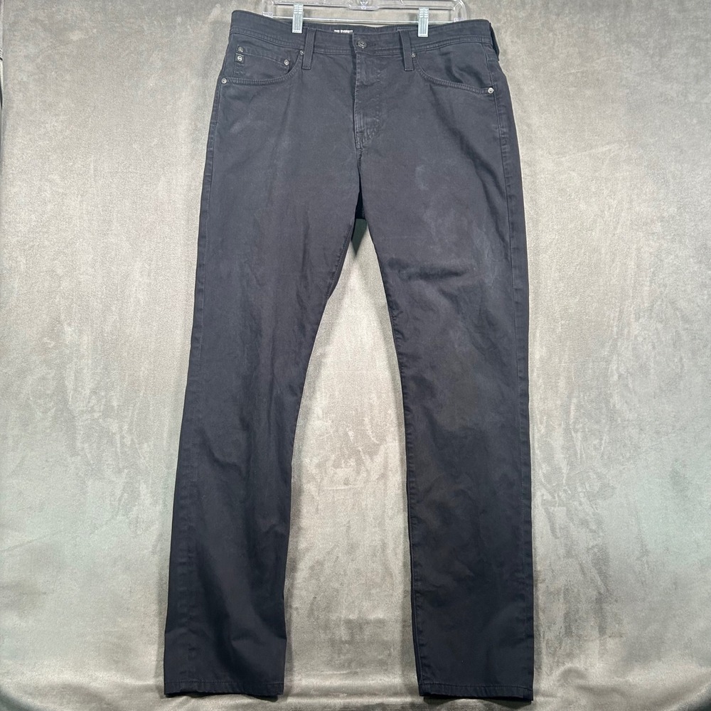 AG Adriano Goldschmied The Everett Slim Straight Pants Black 34x34 5 Pocket